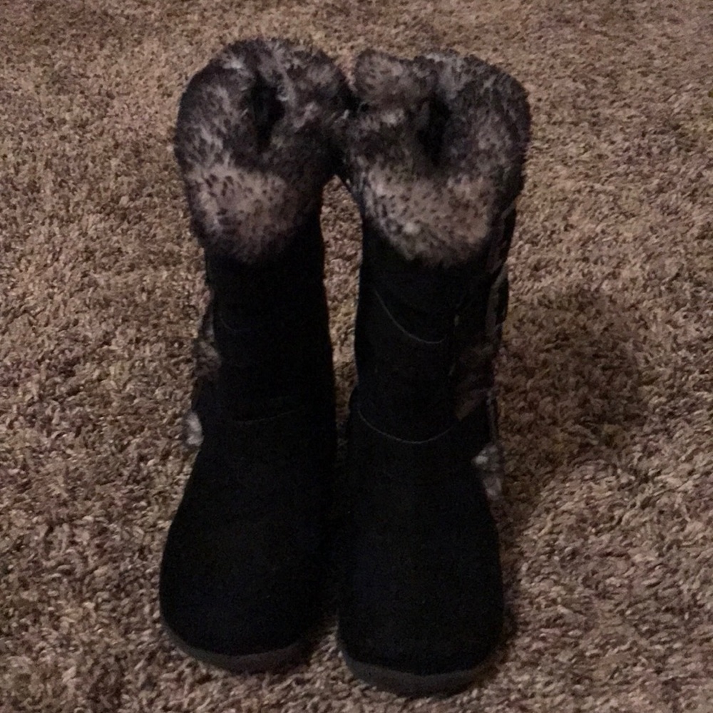 Toddler girls black zip up boots